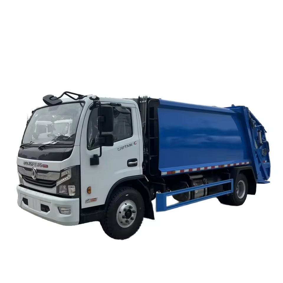 Customized Dongfeng 4x2 Diesel Waste Compactor Truck 7 CBM Capacity 240L 660 L Blue Trash Can Garbag