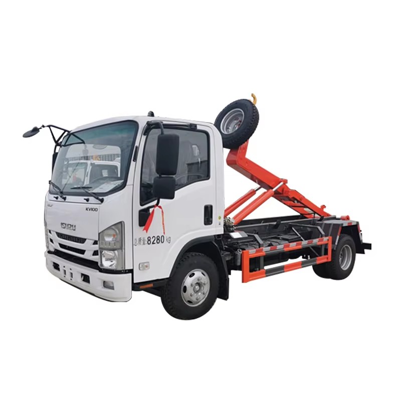 Japan Brand ELF KV100 Roll Off Mini Hook Lift Garbage Truck Diesel Waste Collecting Garbage Vehicle
