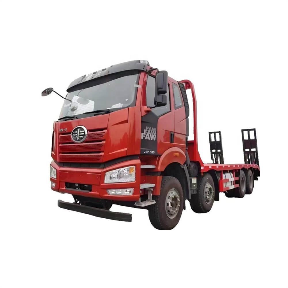 Heavy-duty FAW 8x4 20-foot Container Flatbed Truck with Rear Ladder for Sale